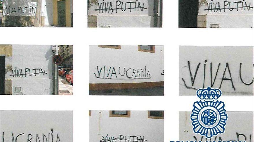 Detenido por una docena de pintadas en Málaga a favor de la invasión rusa