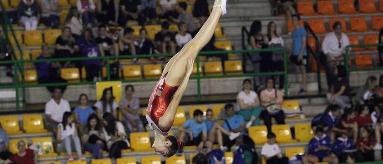 Una gimnasta ejecuta su salto, ayer, en el Paco Paz. // I. Osorio