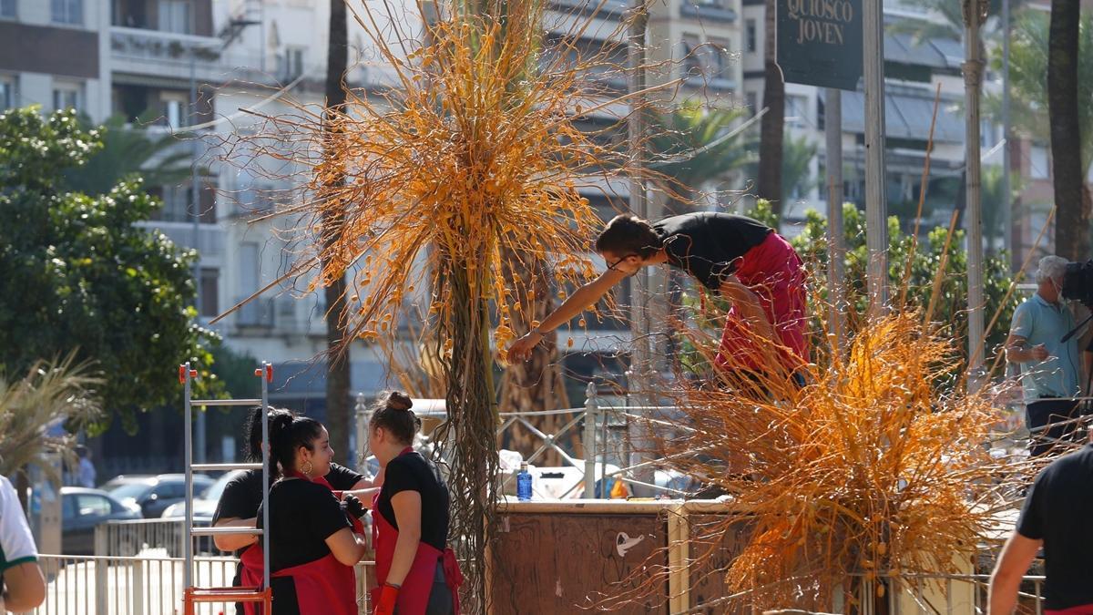 Instalación de del evento Guerrilla floral, que se realizó en el Quiosco Joven