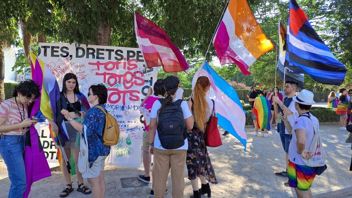 Grupo de participantes en la manifestación del Orgullo en València