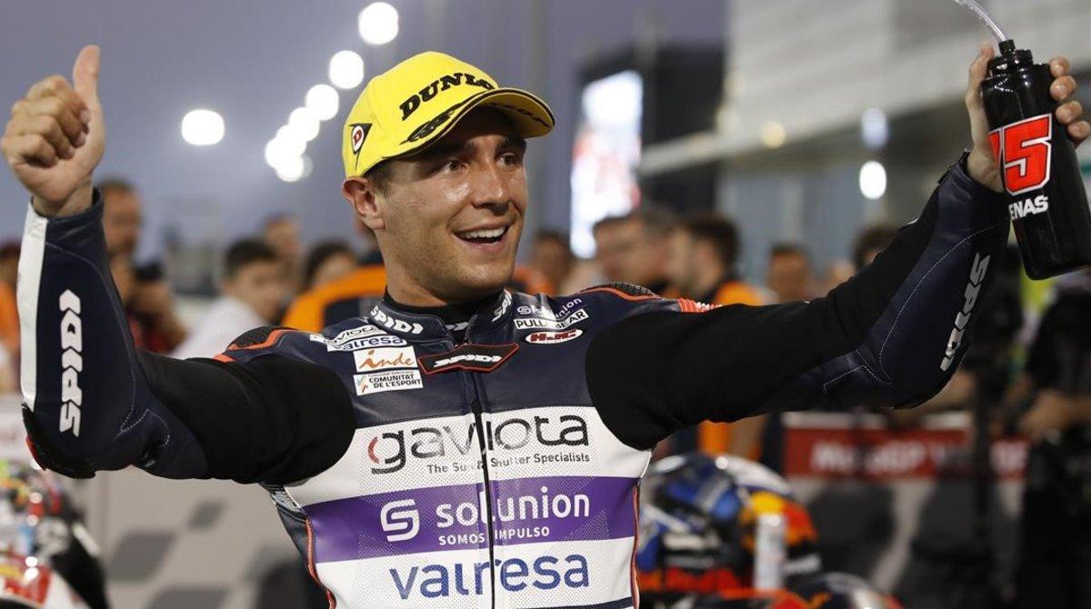 Albert Arenas (KTM), ganador de la primera carrera del año, Moto3, en Qatar. Albert Arenas (KTM), ganador de la primera carrera del año, Moto3, en Qatar.