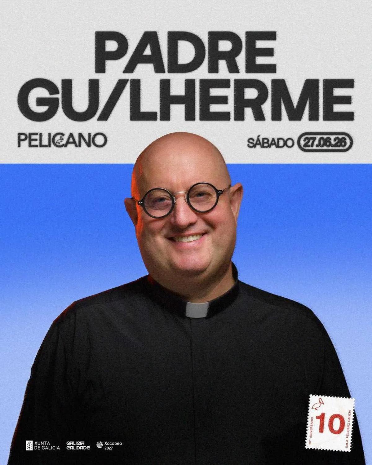 El Padre Guilherme estará el 27 de junio en la Sala Pelícano