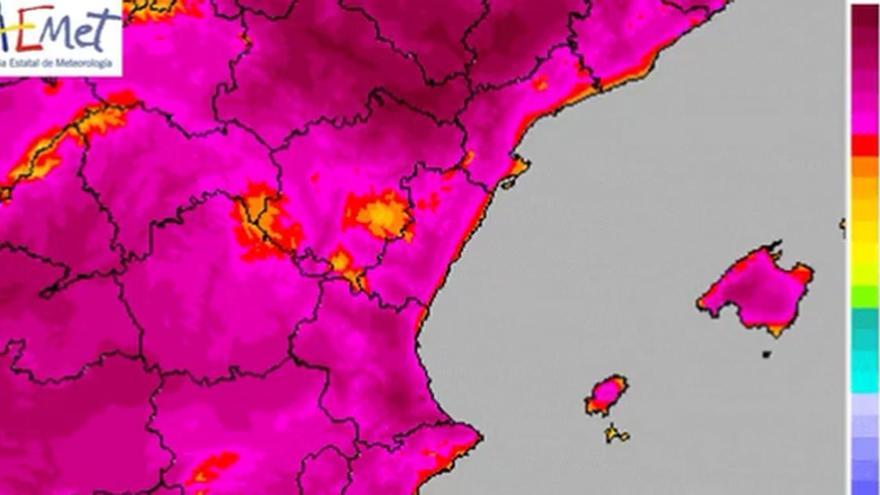 Mapa de temperaturas previsto para Castellón.