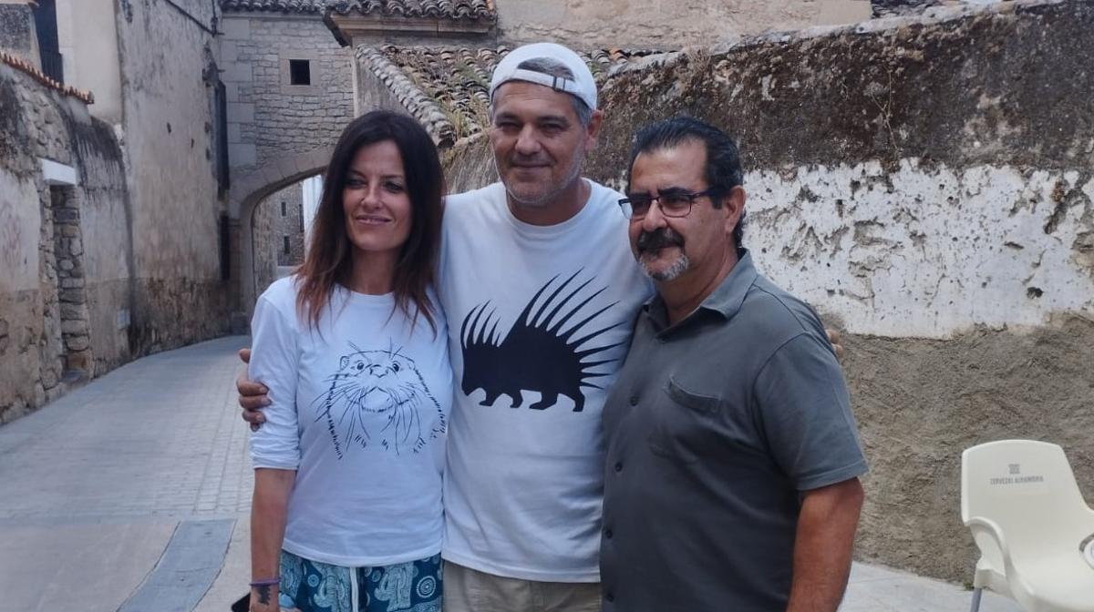 Cristina Seguí, Frank Cuesta y Daniel Iglesia, ayer en Zarza la Mayor.