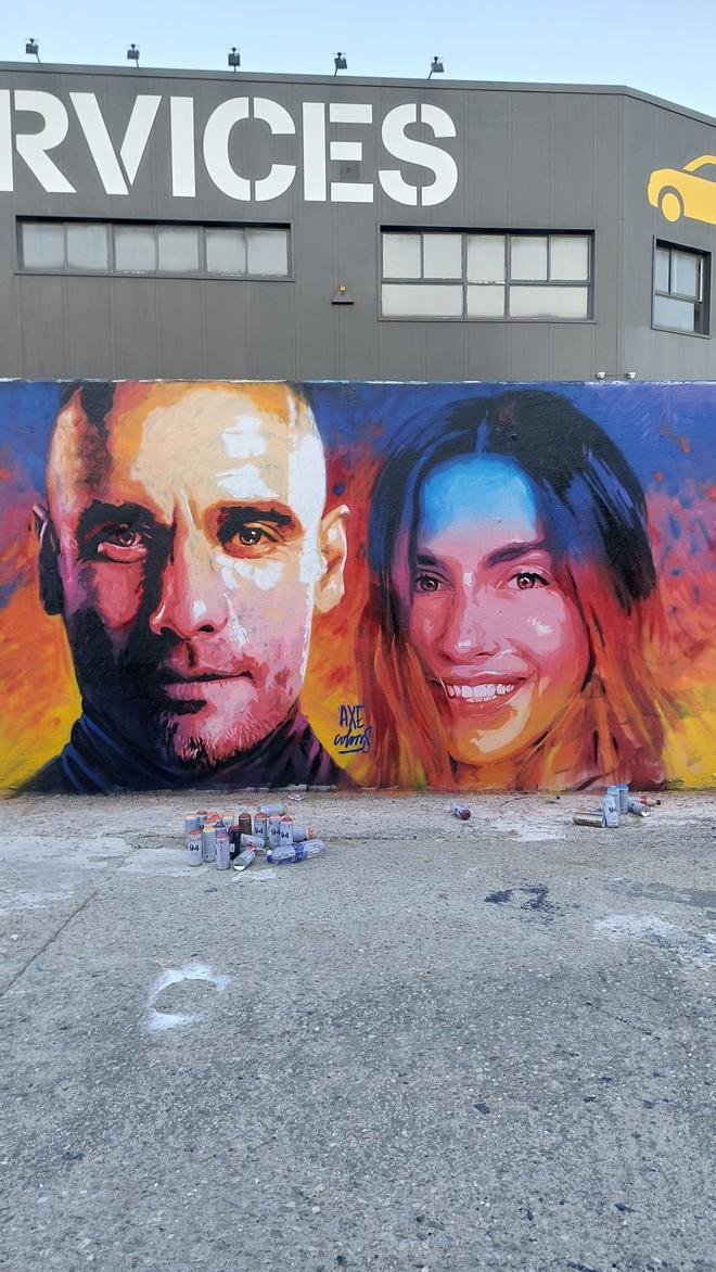 Dos leyendas y un spray: el mural que rinde tributo a Guardiola y Alexia tras sus despedidas