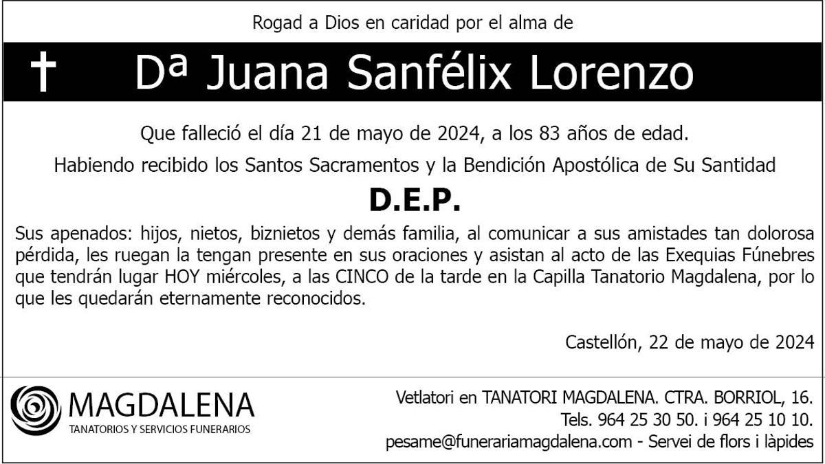 Dª Juana Sanfélix Lorenzo