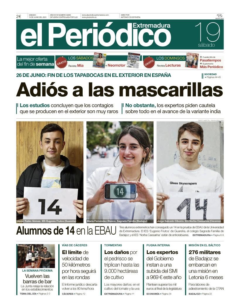 Consulta la portada correspondiente al día 19 de junio del 2021