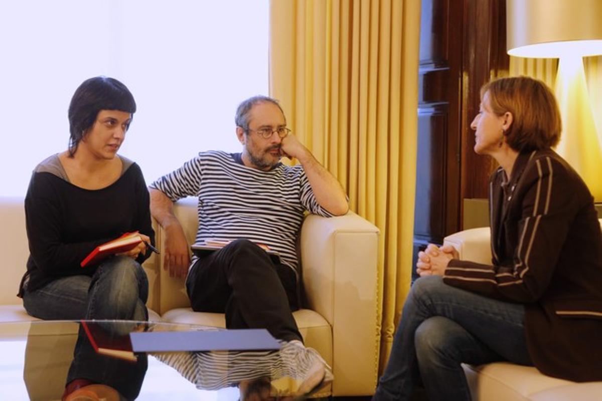 Antonio Baños, Anna Gabriel i Carme Forcadell, reunits al Parlament. Antonio Baños, Anna Gabriel i Carme Forcadell, reunits al Parlament.