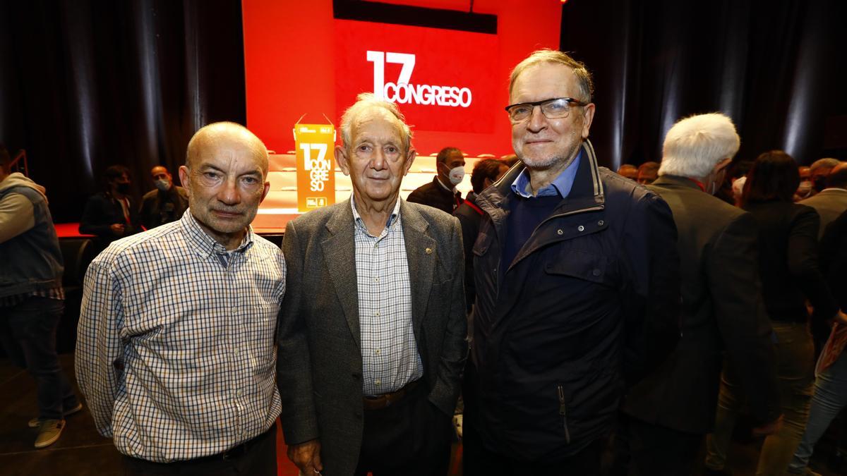 Tejedor, Marraco e Iglesias, expresidentes de Aragón que arropan a Lambán en su proclamación como secretario general del PSOE aragonés.