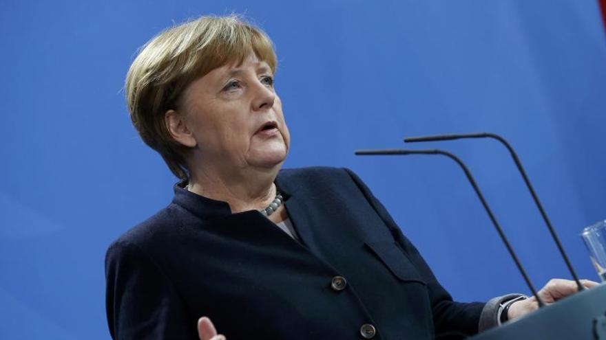 Angela Merkel durante su discurso en Berlín.