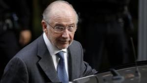 Rodrigo Rato sale de declarar en la Audiencia Nacional por el caso de las tarjetas opacas de Caja Madrid, en octubre del 2014.