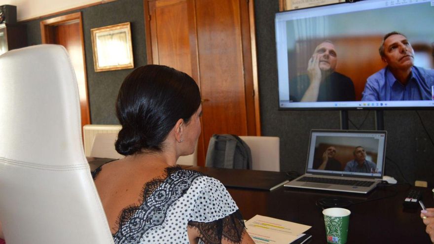 A alcaldesa de Mos, Nidia Arévalo, durante a videoconferencia. | // D.P.