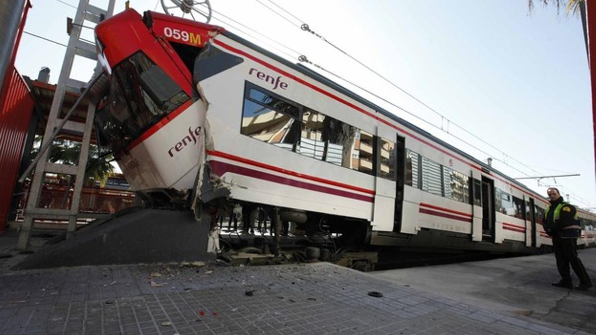 El tren accidentado en Mataró.