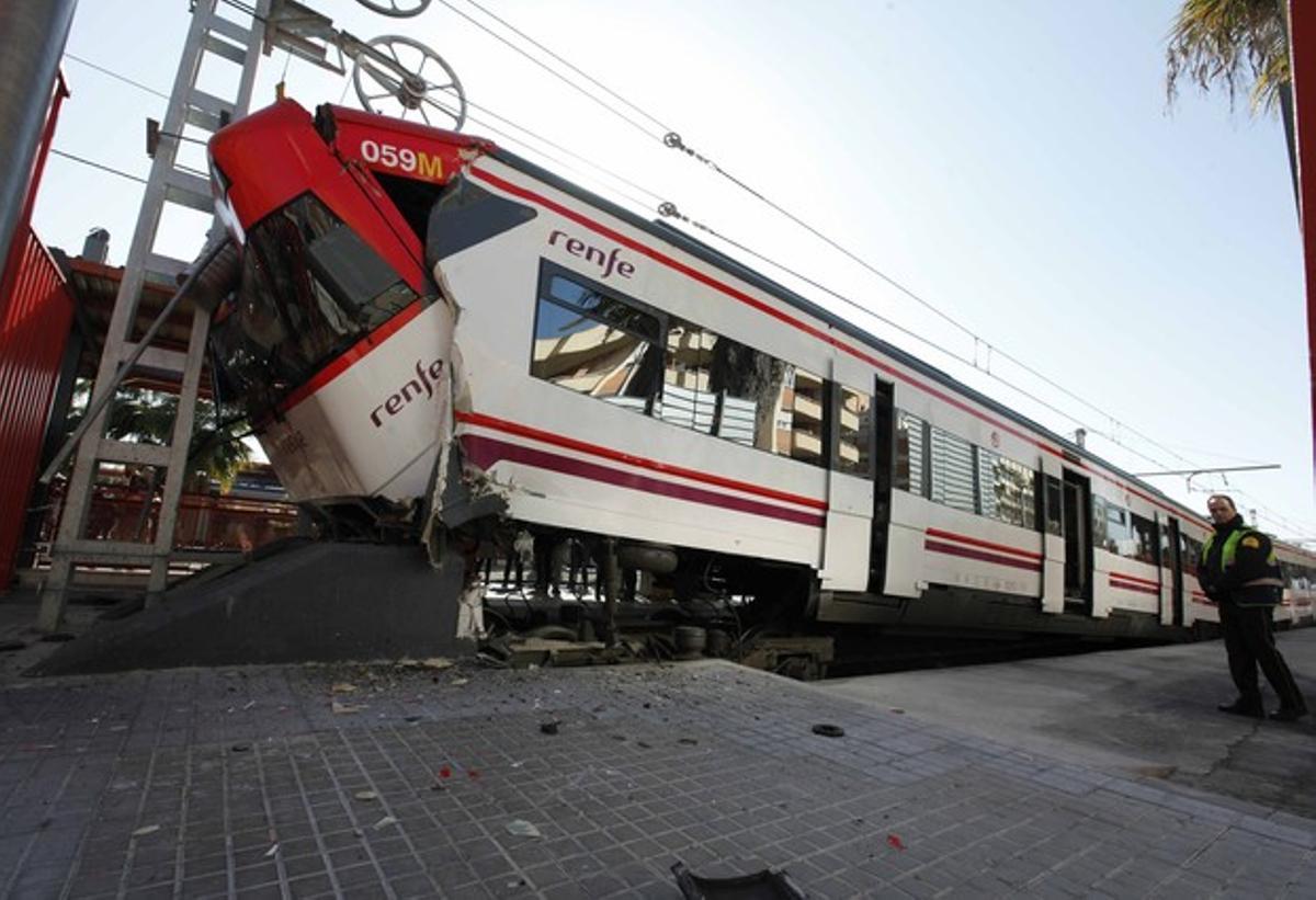 El tren accidentat a Mataró.