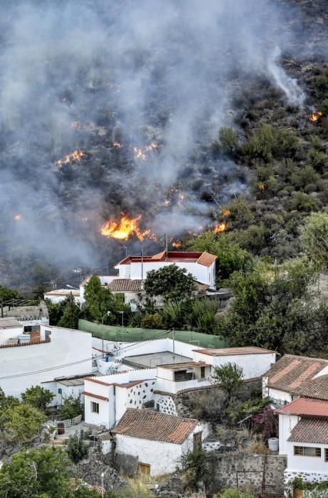 TEJEDA. Incendio en La Cumbre, El fuego frente a las casas del  barrio de Majuelo.  | 11/08/2019 | Fotógrafo: José Pérez Curbelo