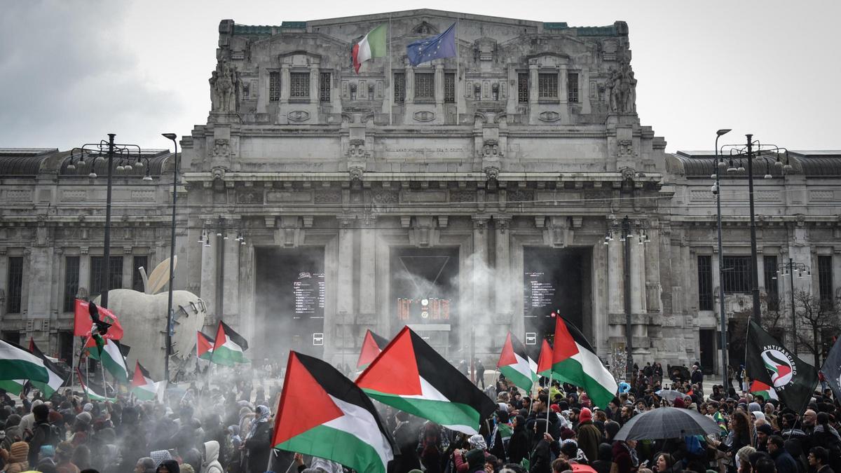 Manifestación pro-Palestinia en Milán