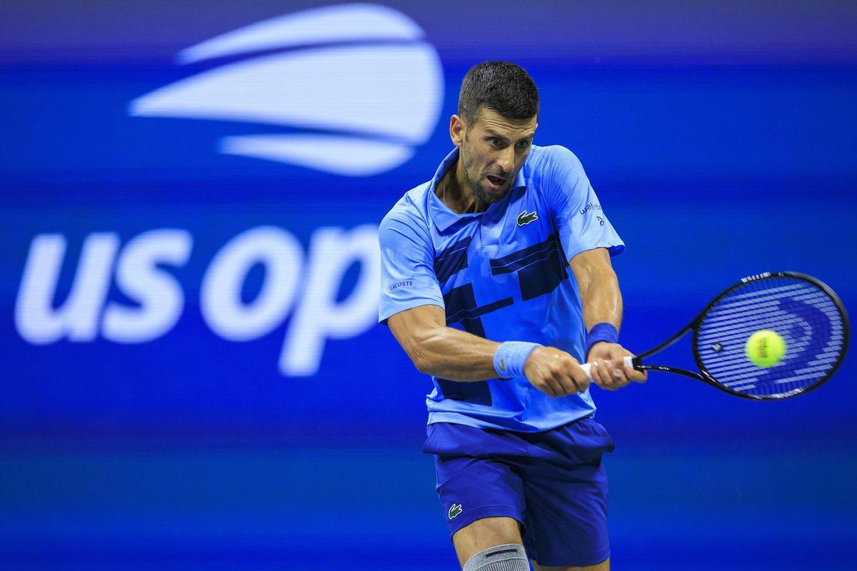 Novak Djokovic en su primer partido del US Open.