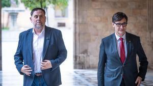 Oriol Junqueras y Salvador Illa juntos esta semana en un acto en el Palau de la Generalitat.