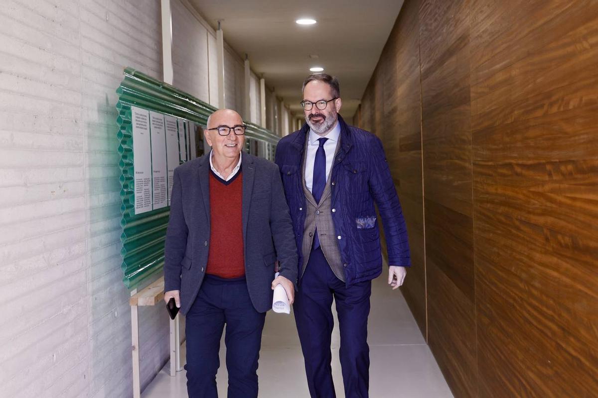 Antonio Vallejo y Adolfo Molina, en la presentación de las obras de mejora del museo de Medina Azahara.