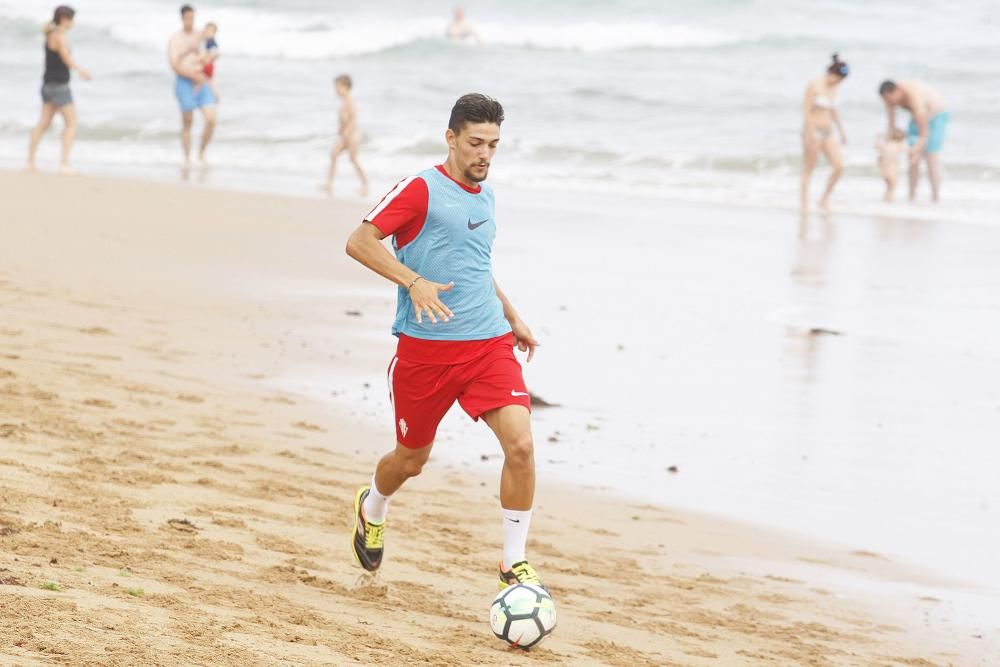 Duro entrenamiento del Sporting en la senda del Cervigón y La Ñora.