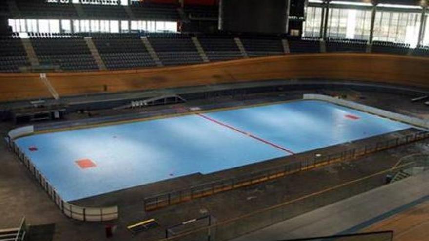 Panorámica de la pista que se instalará en el Palma Arena para que juegue el Espanya.
