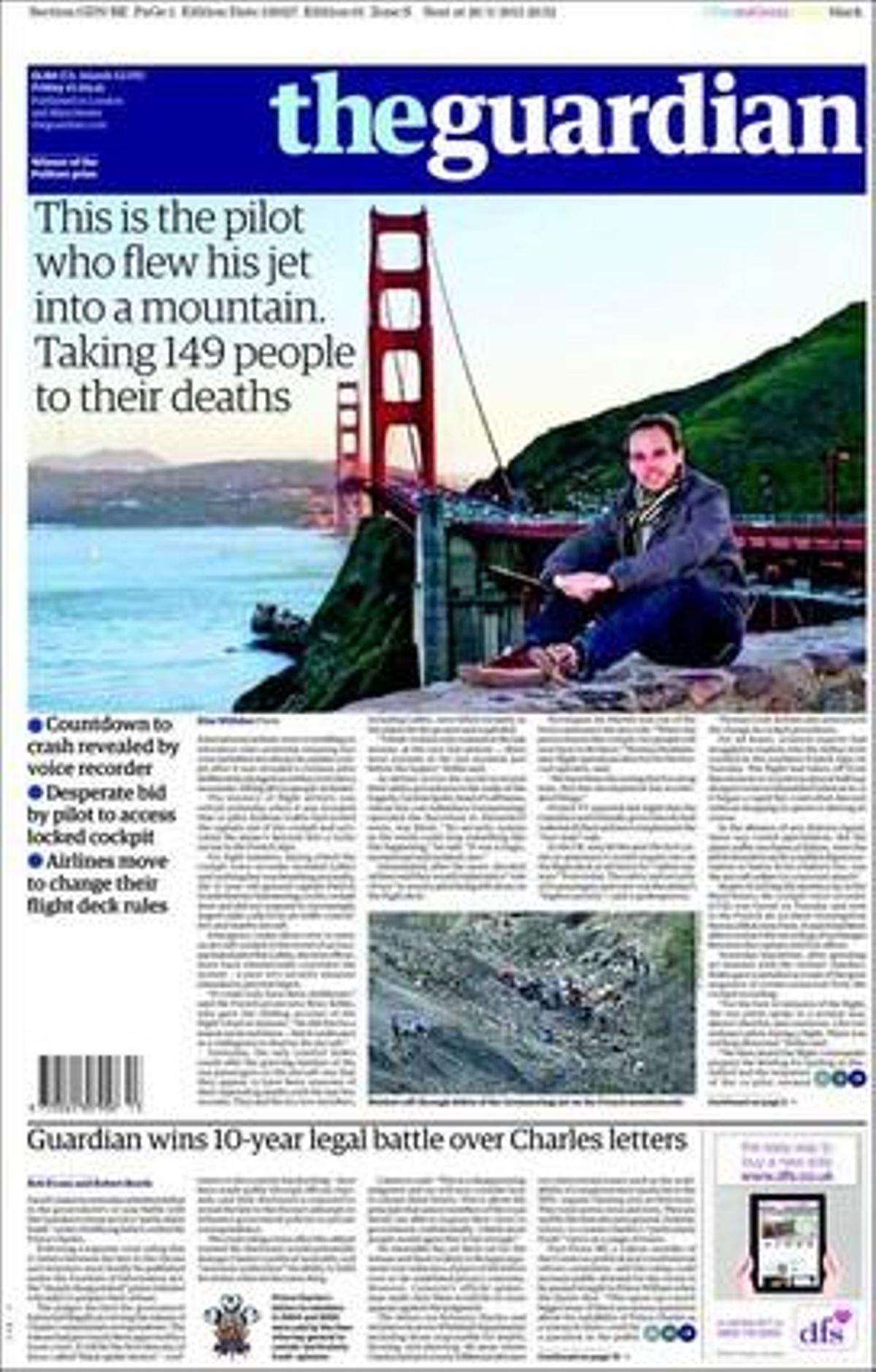 Portada de ’The Guardian’, al Regne Unit.