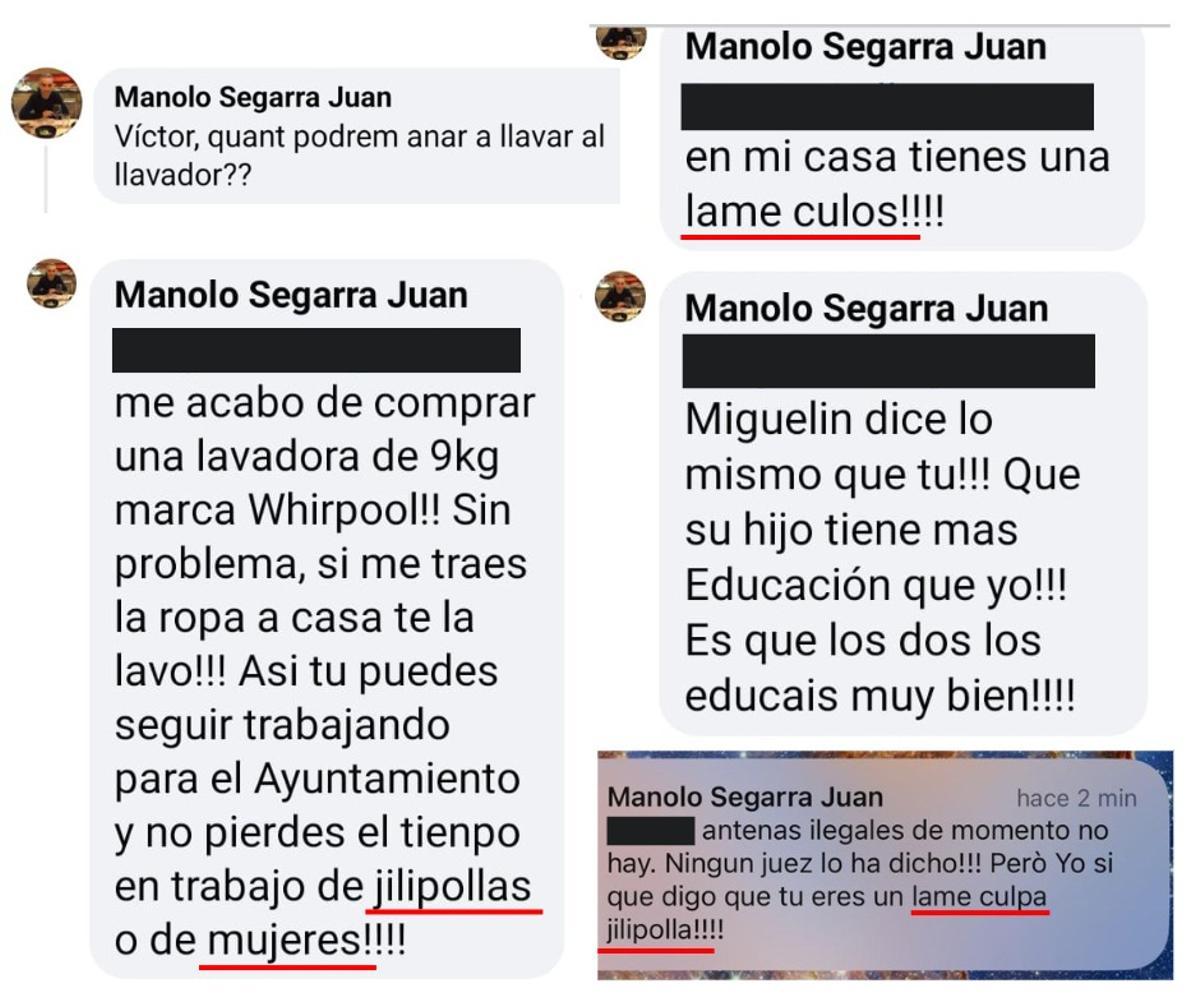 Los comentarios publicados por Manolo Segarra y que luego borró