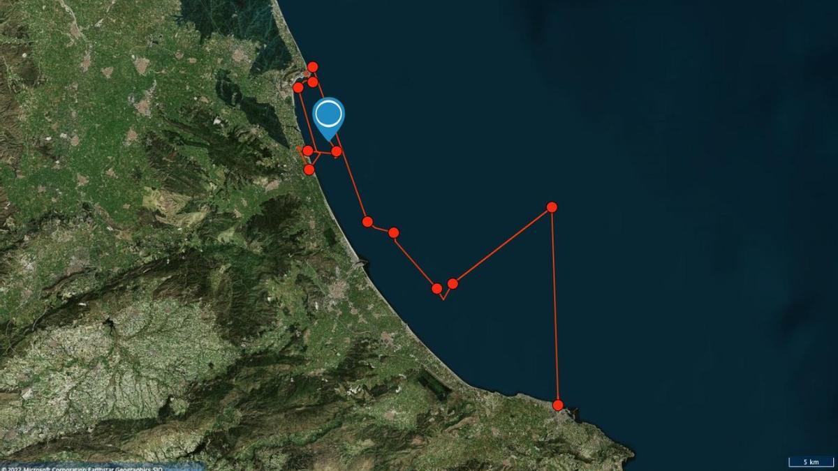 El itinerario que hasta ahora ha seguido la tortuga Estrella