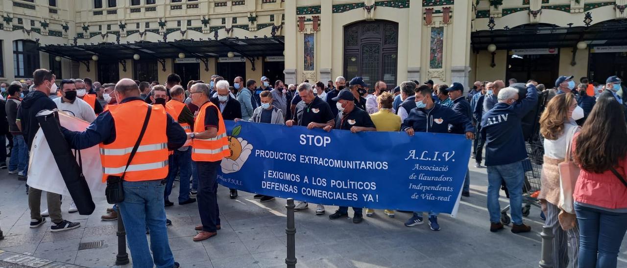 Concentración de agricultores en València para pedir soluciones a sus problemas.