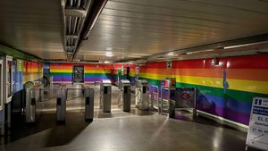 La estación de metro de Chueca durante el apagón nacional.