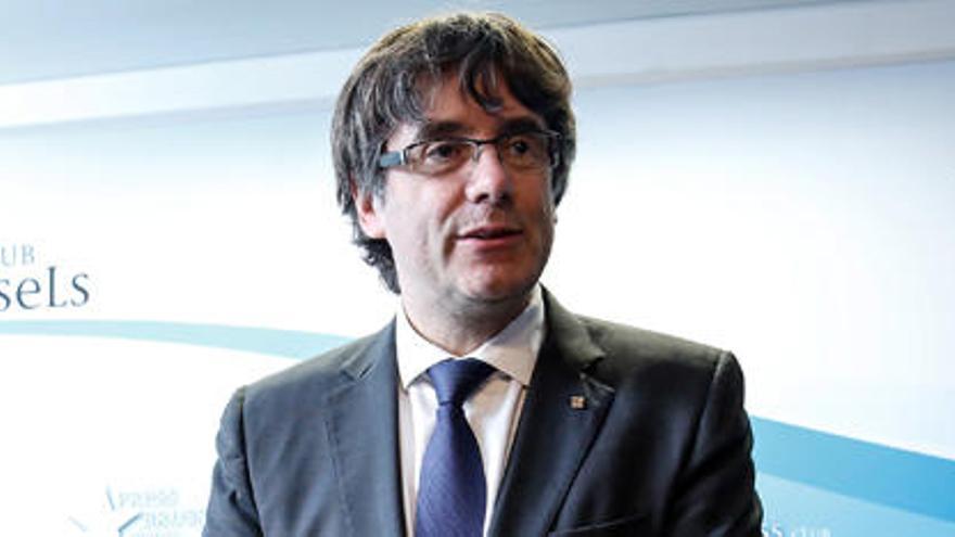 Puigdemont, en la rueda de prensa que ofreció el martes en Bruselas.