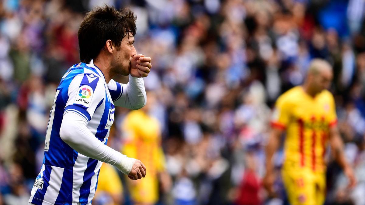 David Silva celebra un gol con la Real Sociedad