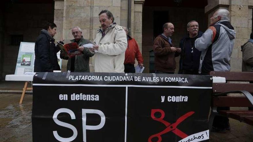 Miembros de la plataforma, en la plaza de España, en 2014.