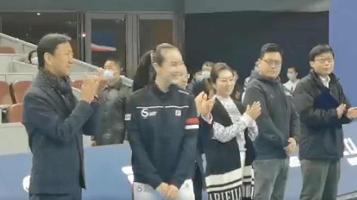 Captura del vídeo en el que se ve a Peng Shuai.