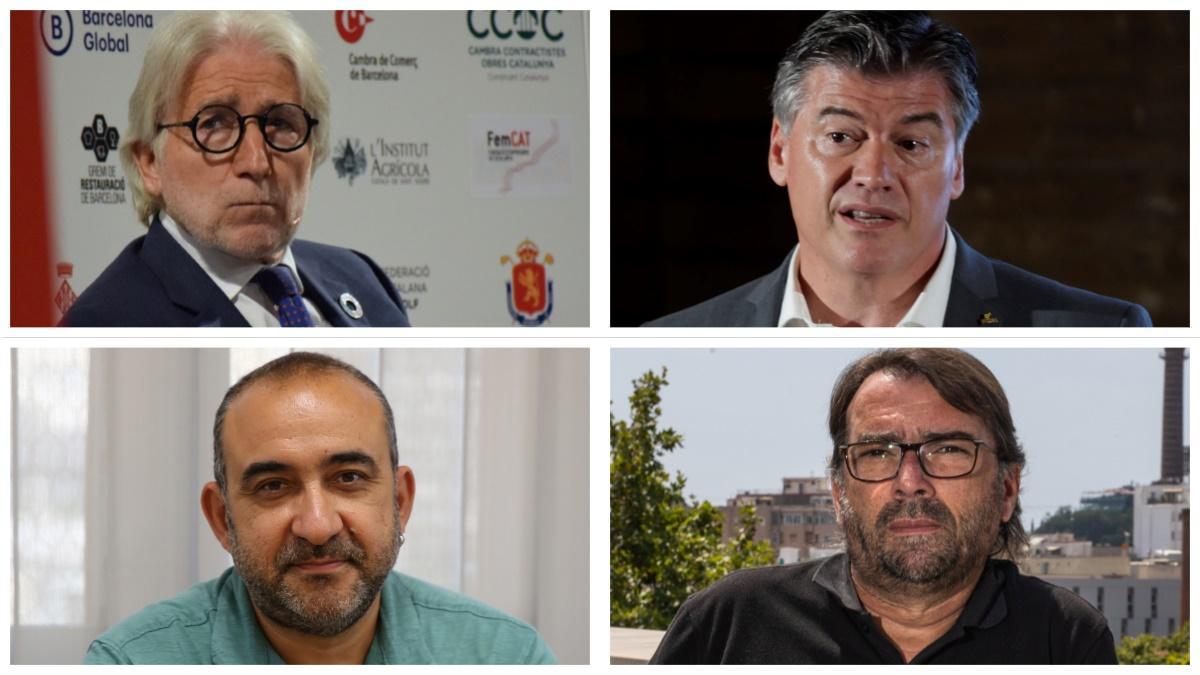 presidente de Foment, Josep Sánchez Lllibre; Pimec, Antoni Cañete; CCOO en Catalunya, Javier Pacheco; y UGT Catalunya, Camil Ros