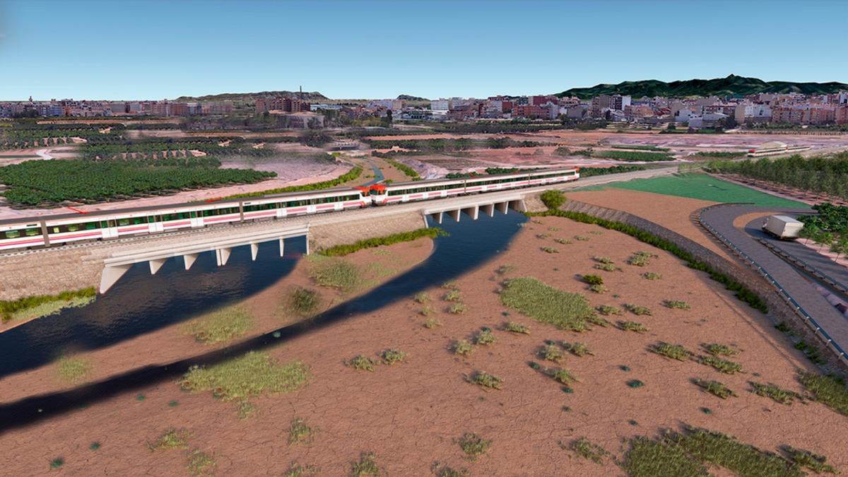 Recreación virtual del nuevo drenaje que ampliará la capacidad de desagüe en la plataforma ferroviaria.