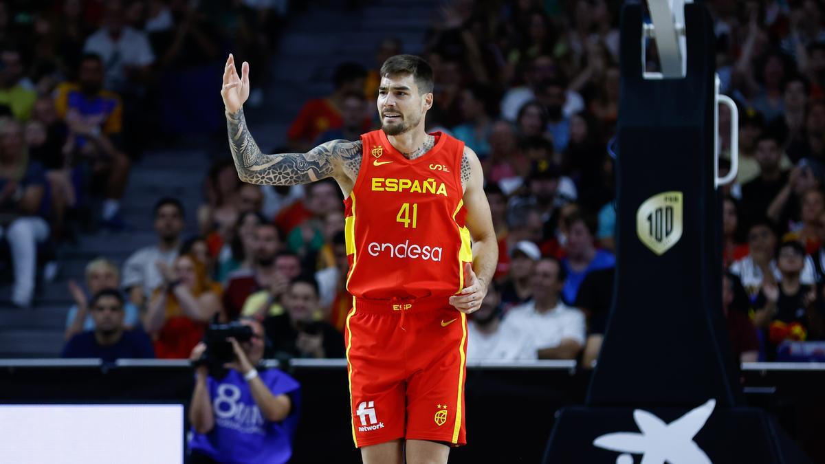 Juancho Hernangómez, durante un partido con la selección española.