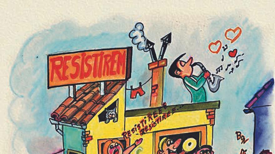Parodia del 13 Rue del Percebe de Ibáñez y el confinamiento; viñeta sobre la solidaridad; Fernando Simón en órbita, y dibujo que se convertirá en una falla | PACO ROCA CHORQUES