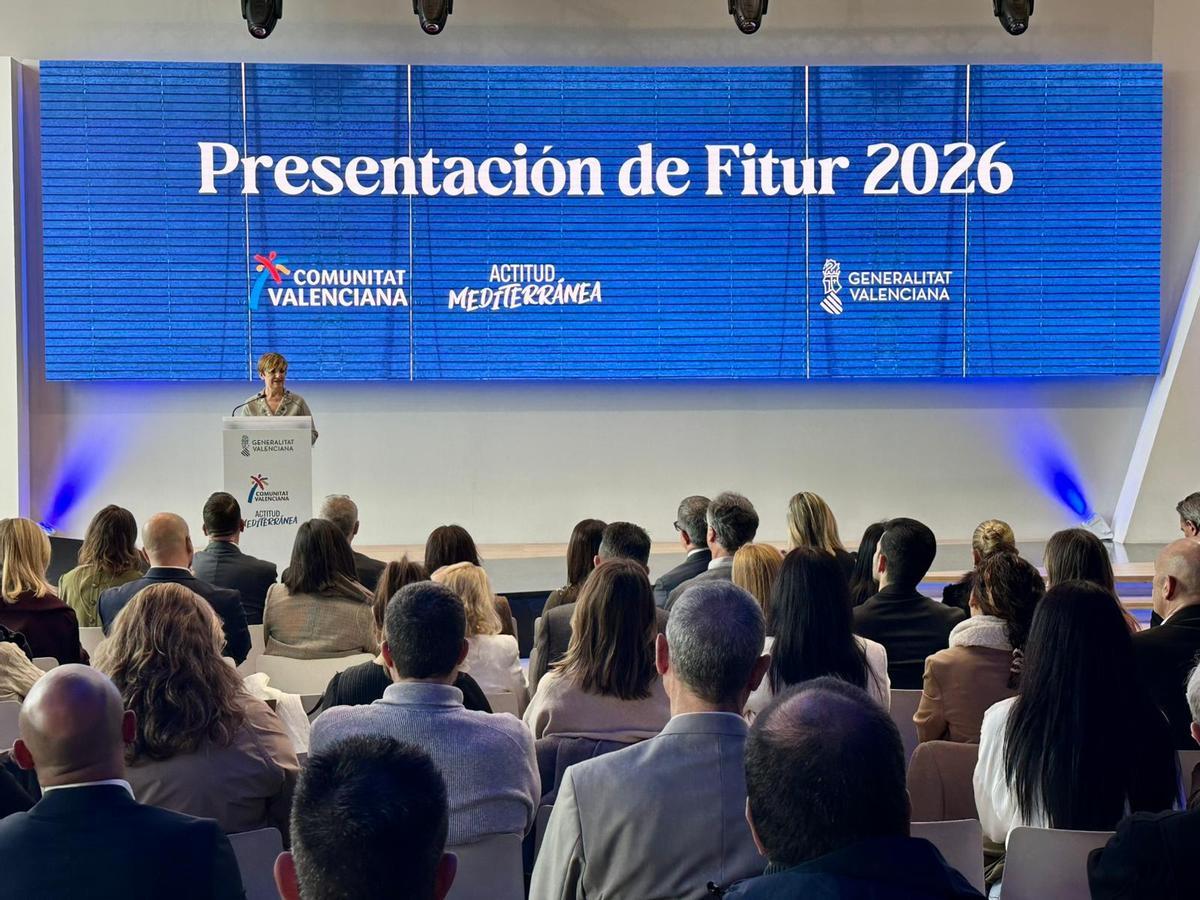 La consellera Marián Cano, durante la presentación de Turisme para Fitur 2026.
