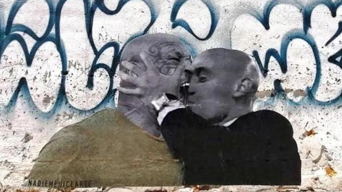 Pintan en una famosa calle de Barcelona el mural que anima la polémica: Nuevo beso de Rubiales