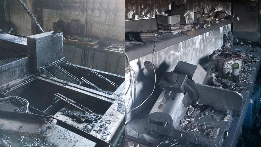 Interior de la cuina de La Masia de Canet de Fals després de l&#039;incendi