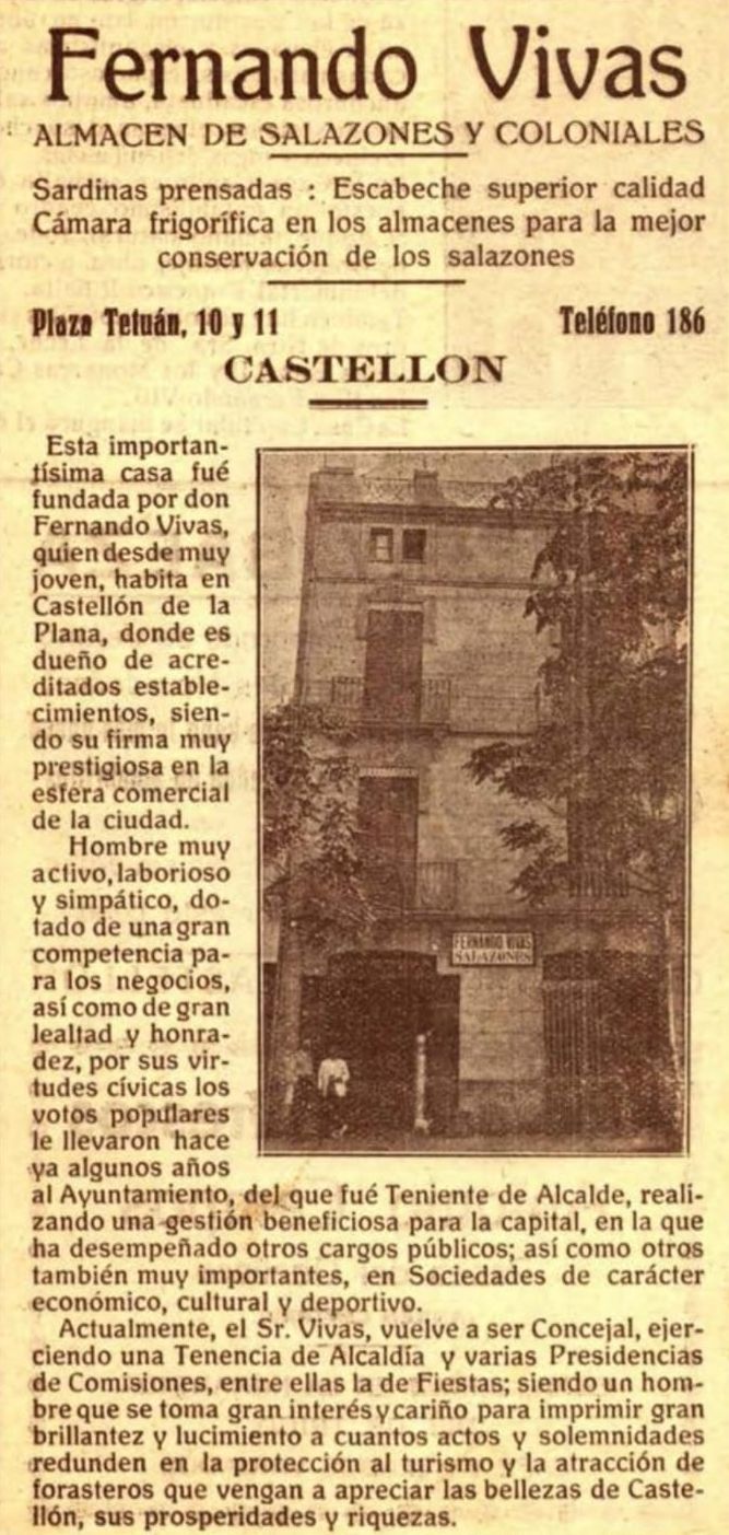 'Publirreportaje' de la época del almacén de salazones Fernando Vivas