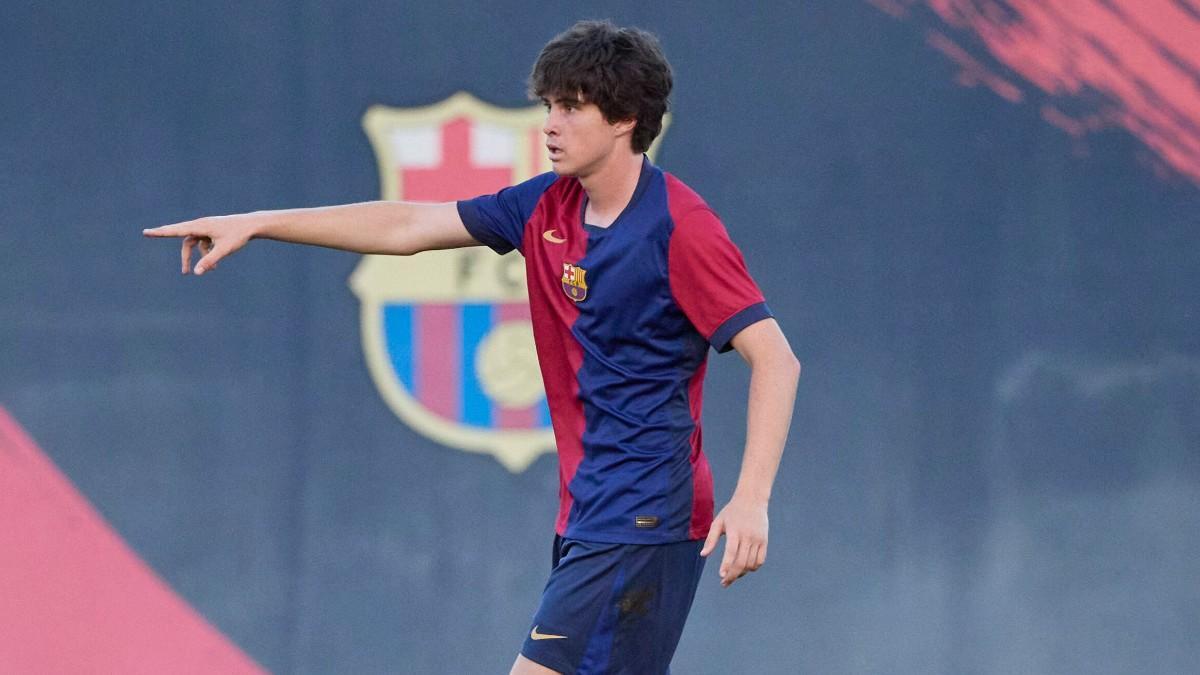 Marcos Parriego en la pretemporada en un Barça Atlètic-L'Hospitalet