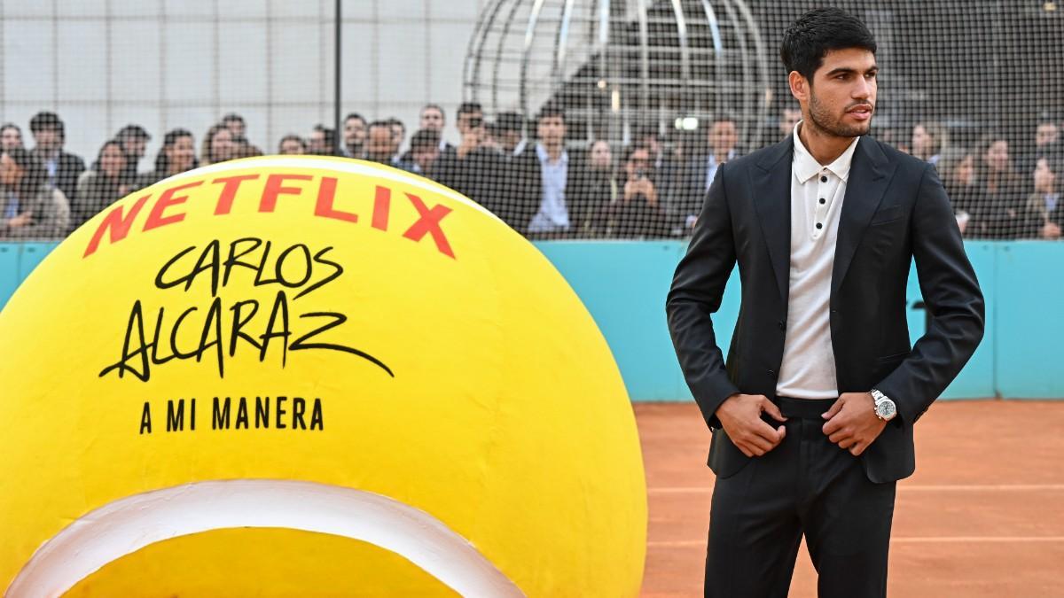 Carlos Alcaraz durante la presentación de su documental