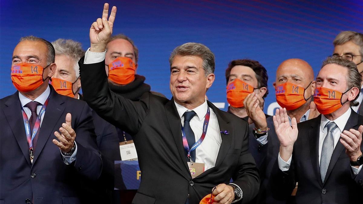 Joan Laporta, cuando ganó las elecciones de 2021