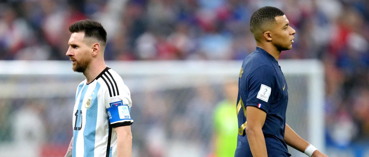 Lionel Messi y Kylian Mbappe en la final del Mundial