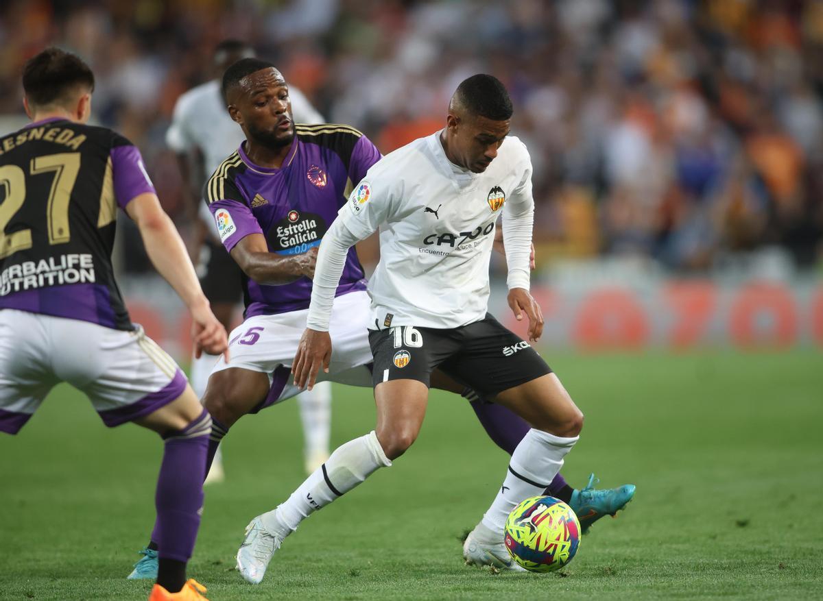 Samuel Lino, durante el encuentro ante el Valladolid.