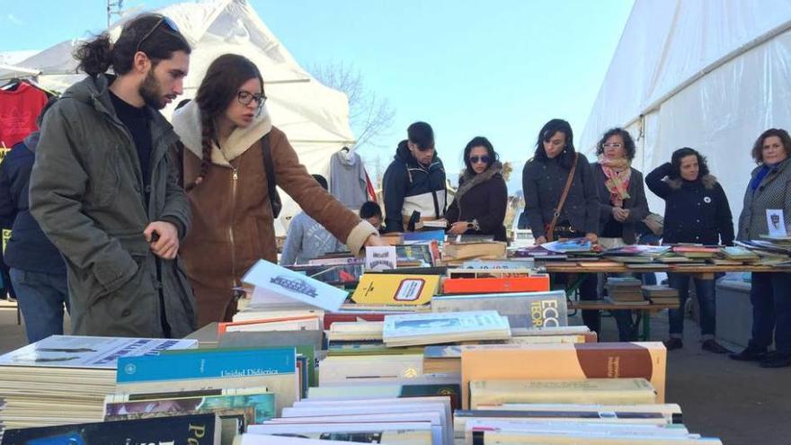 Compradores en el &quot;mercalibro&quot; de Arriondas.