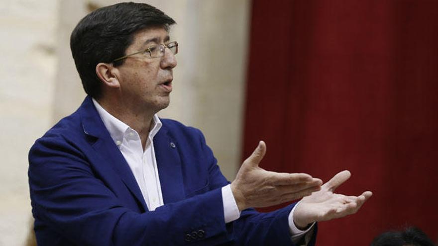 El líder Ciudadanos, Juan Marín, en el Parlamento de Andalucía en una imagen de archivo.