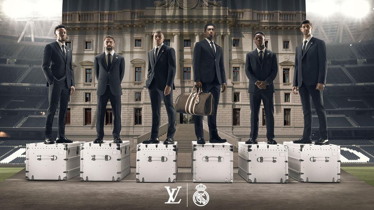 Los jugadores del Real Madrid vestidos con los trajes de Louis Vuitton